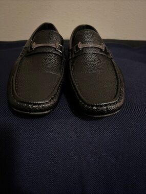 Classic Black Pebbled Leather Slip-On Loafers